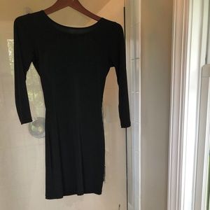 Open back black fringe dress